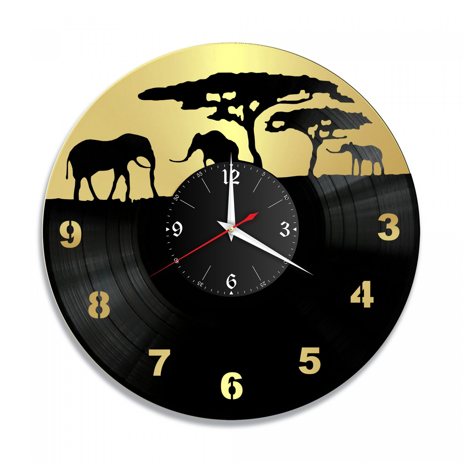 Часы настенные "Африка, золото" из винила, №1 VC-10468-1