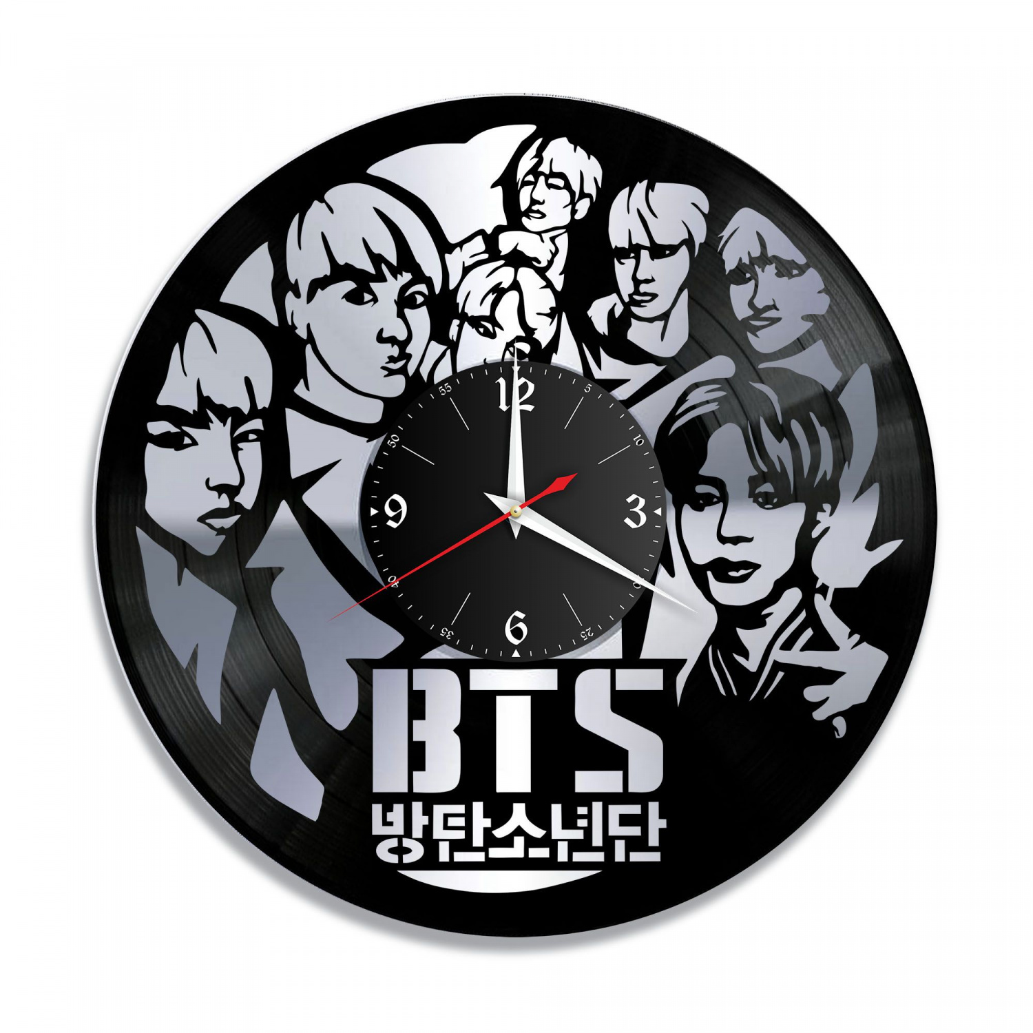 Часы настенные "группа BTS, серебро" из винила, №3 VC-10279-2