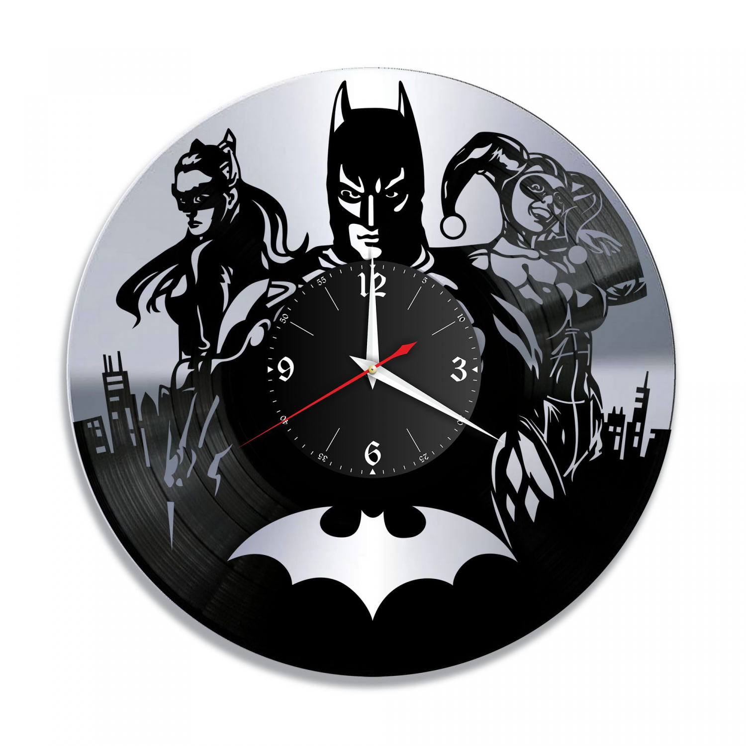Часы настенные "Бетмен (Batman), серебро" из винила, №7 VC-12015-2