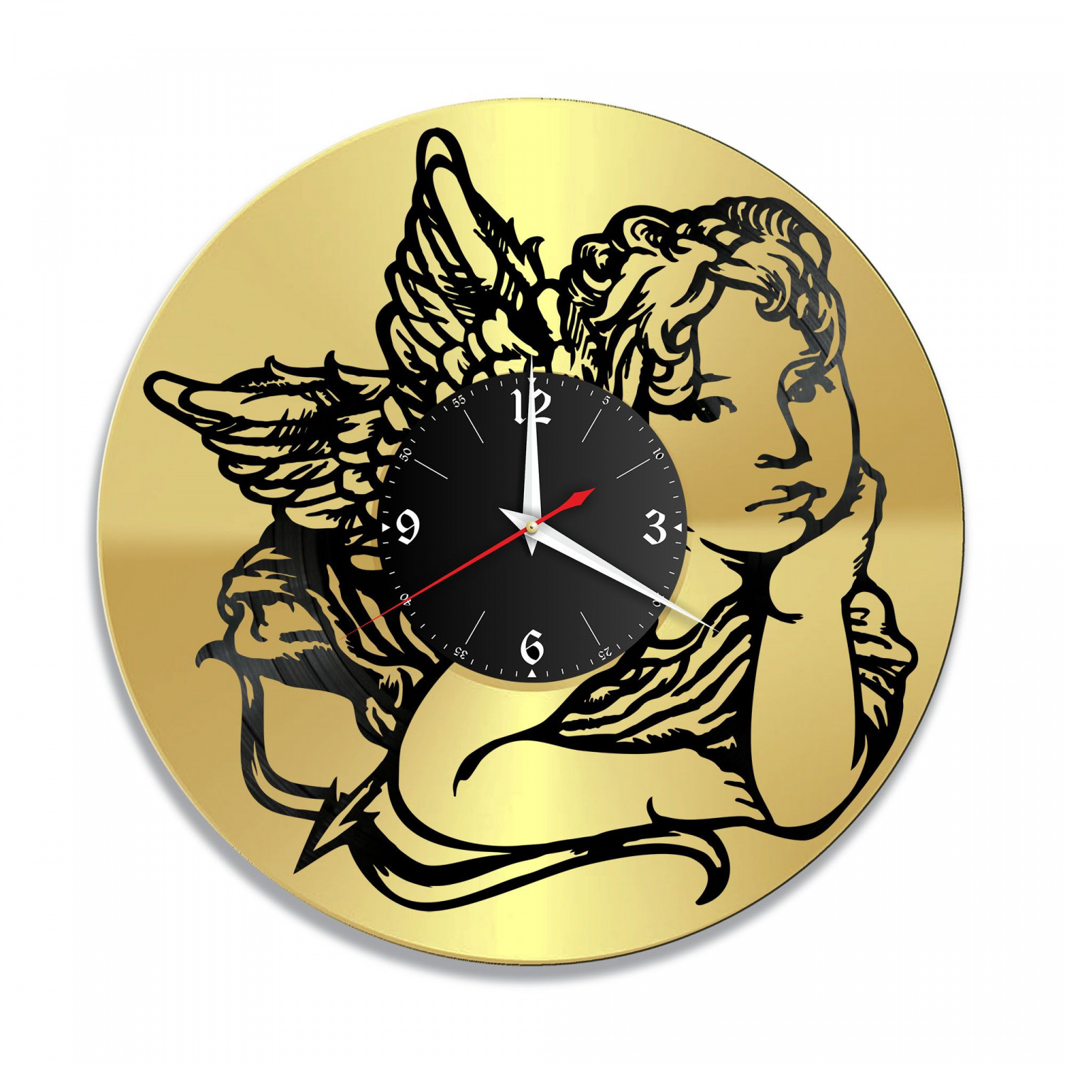Часы настенные "Ангел, золото" из винила, №1 VC-10844-1