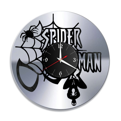Часы настенные "Человек-паук (Spiderman), серебро" из винила, №1