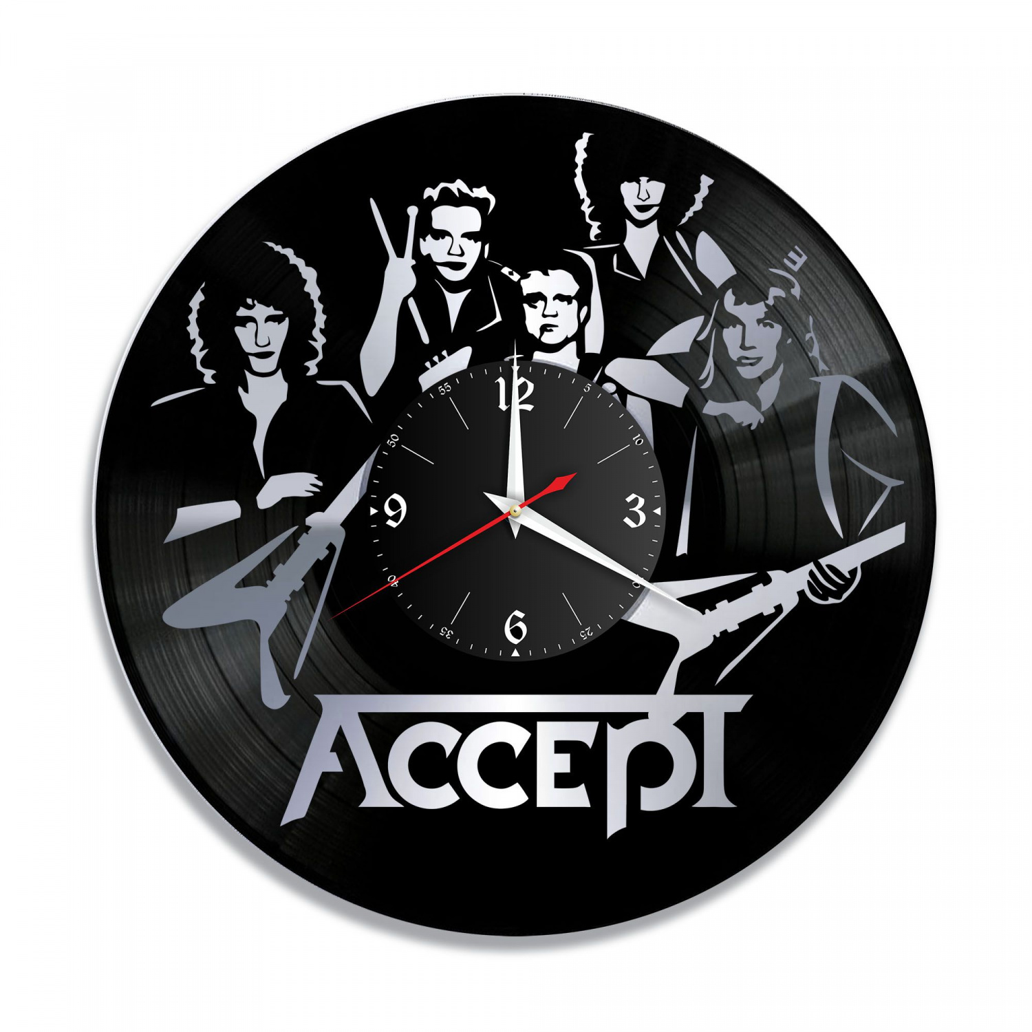 Часы настенные "группа Accept (old), серебро" из винила, №2 VC-10077-2