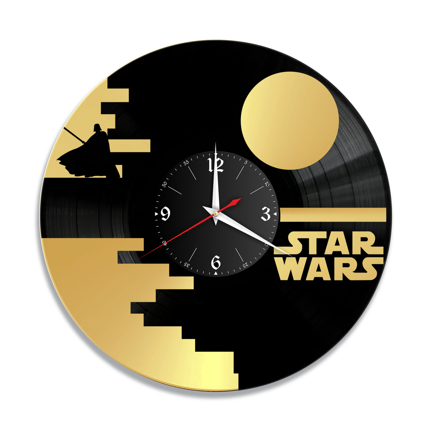 Часы настенные "Звездные Войны, золото" из винила, №R1 VC-12125-1