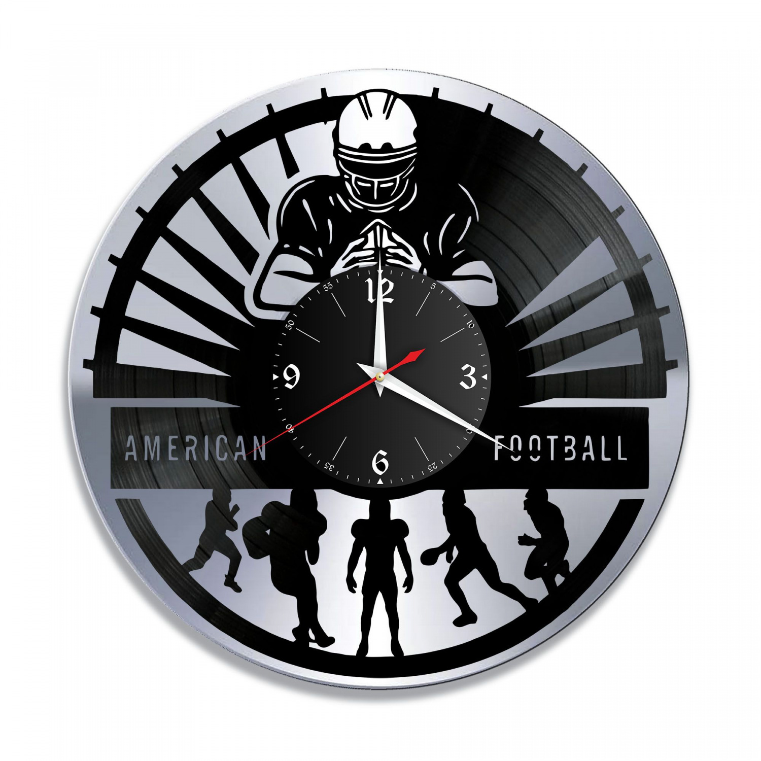 Часы настенные "Американский Футбол, серебро" из винила, №1 VC-10514-2
