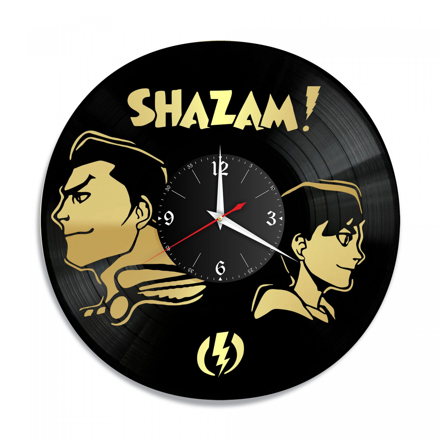Часы настенные "Shazam, золото" из винила, №1 VC-10312-1