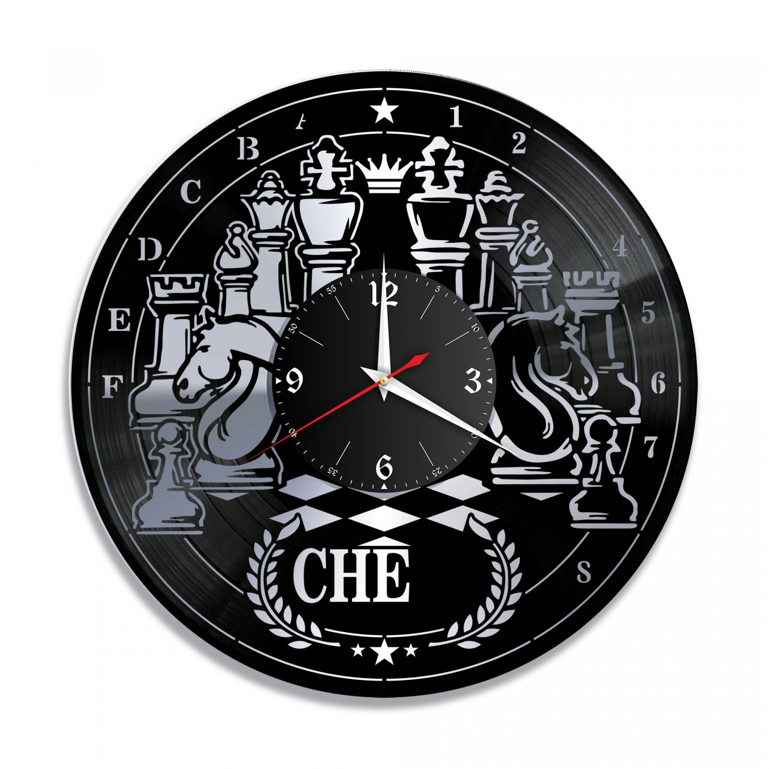 Часы настенные "Шахматы, серебро" из винила, №2 VC-10662-2