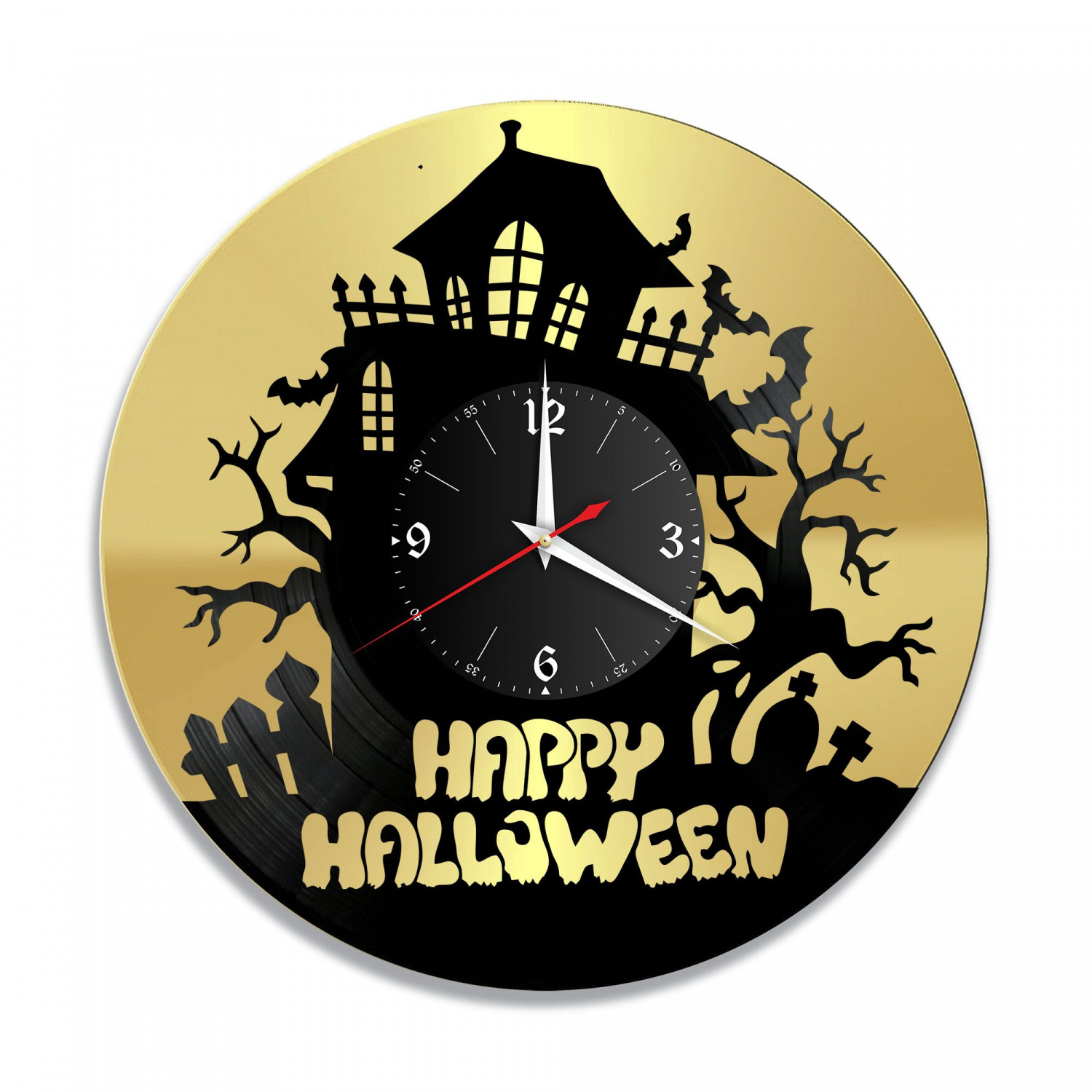 Часы настенные "Хеллоуин, золото" из винила, №1 VC-10679-1