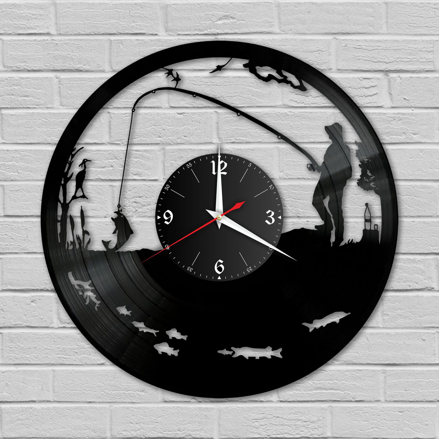 Часы настенные "Рыбалка" из винила, №2 VC-10622