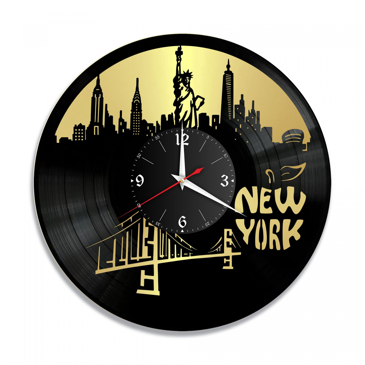 Часы настенные "город Нью Йорк, золото" из винила, №3 VC-10899-1