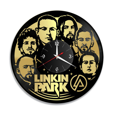 Часы настенные "группа Linkin Park, золото" из винила, №1