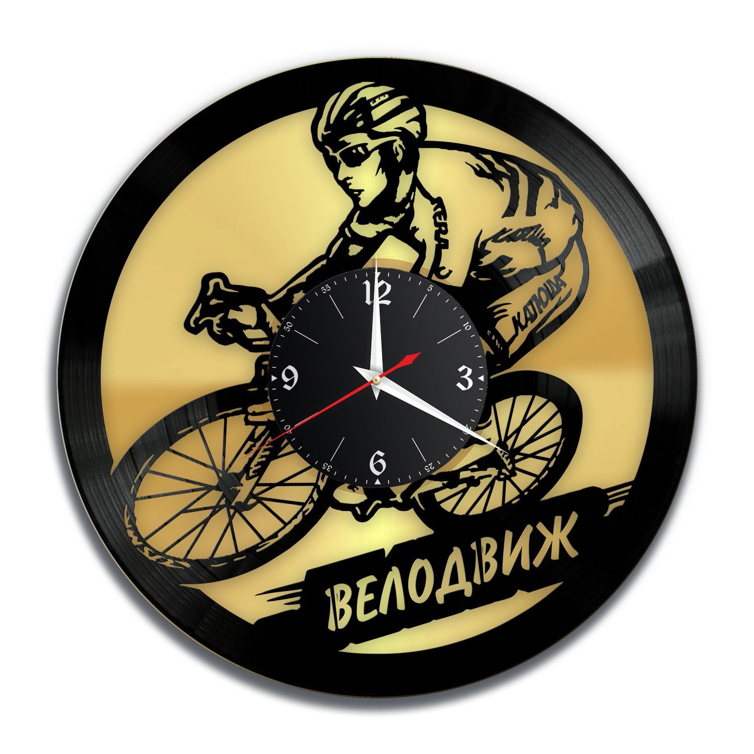 Часы настенные "Велосипед, золото" из винила, №2 VC-12209-1