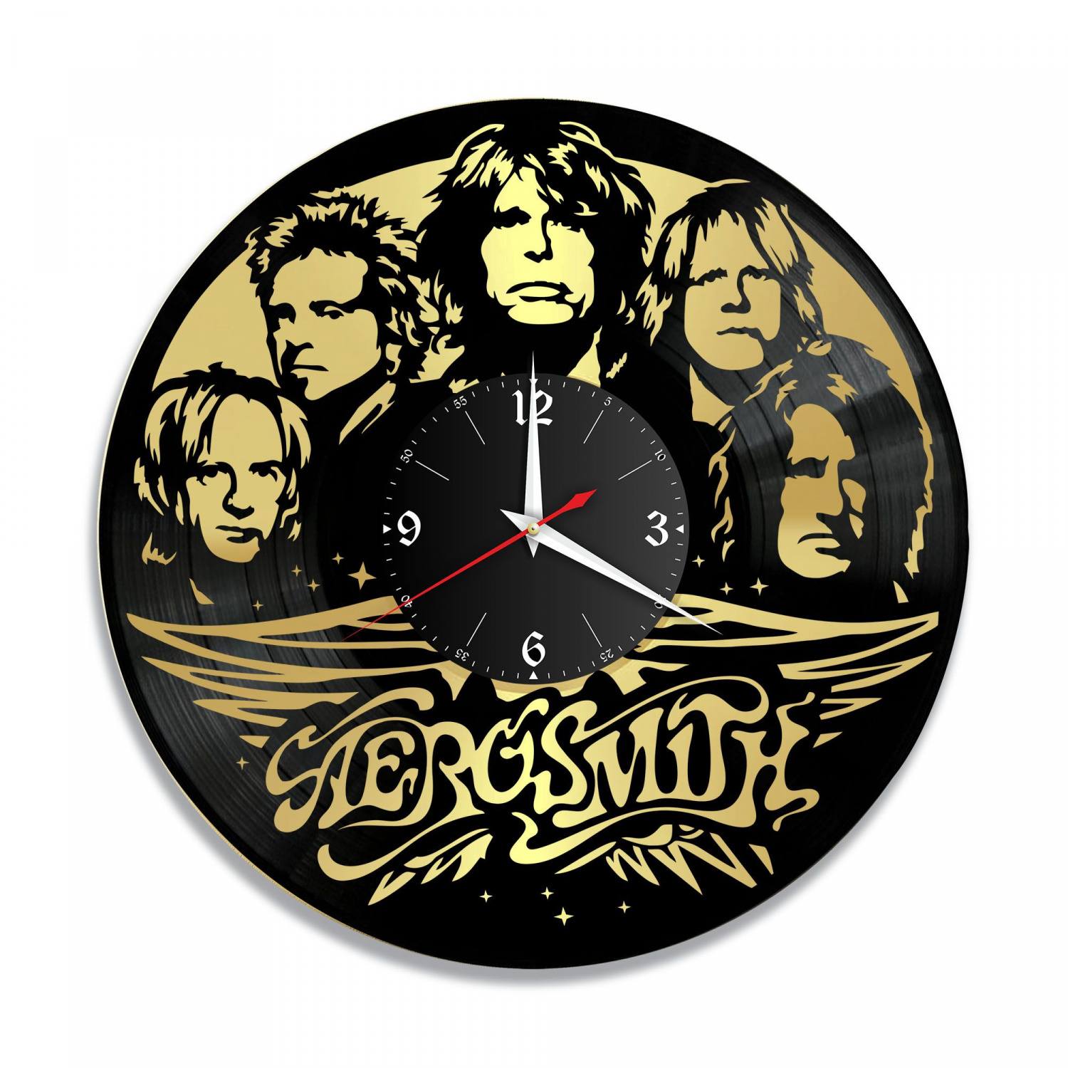Часы настенные "группа Aerosmith, золото" из винила, №1 VC-10079-1