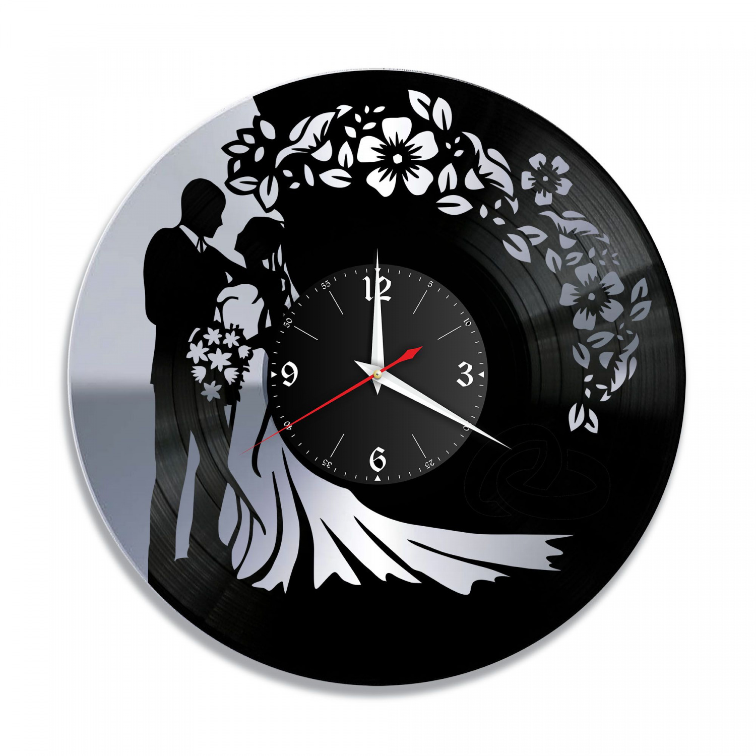 Часы настенные "Свадьба, серебро" из винила, №1 VC-10676-2