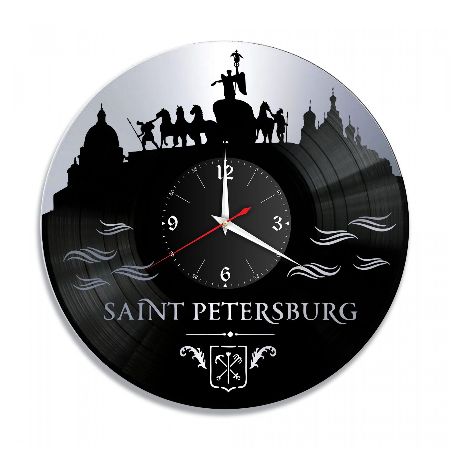 Часы настенные "Питер, серебро" из винила, №3 VC-10502-2