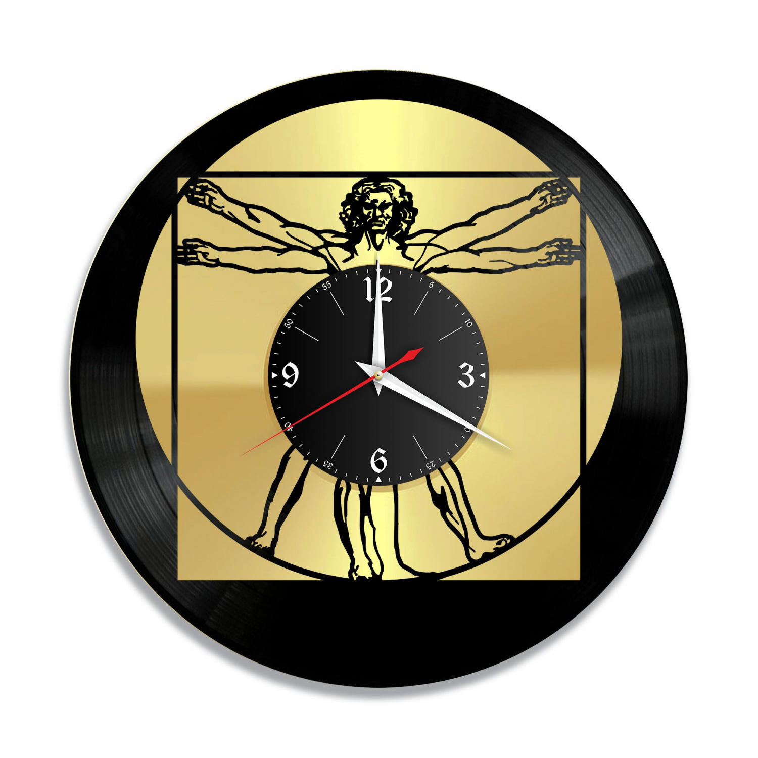 Часы настенные "Виртувианский Человек, золото" из винила, №1 VC-10758-1