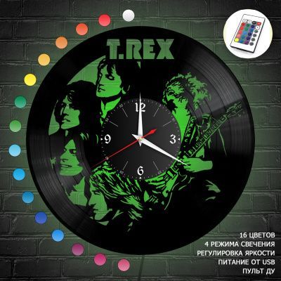 Часы с подсветкой "группа T.Rex" из винила, №1