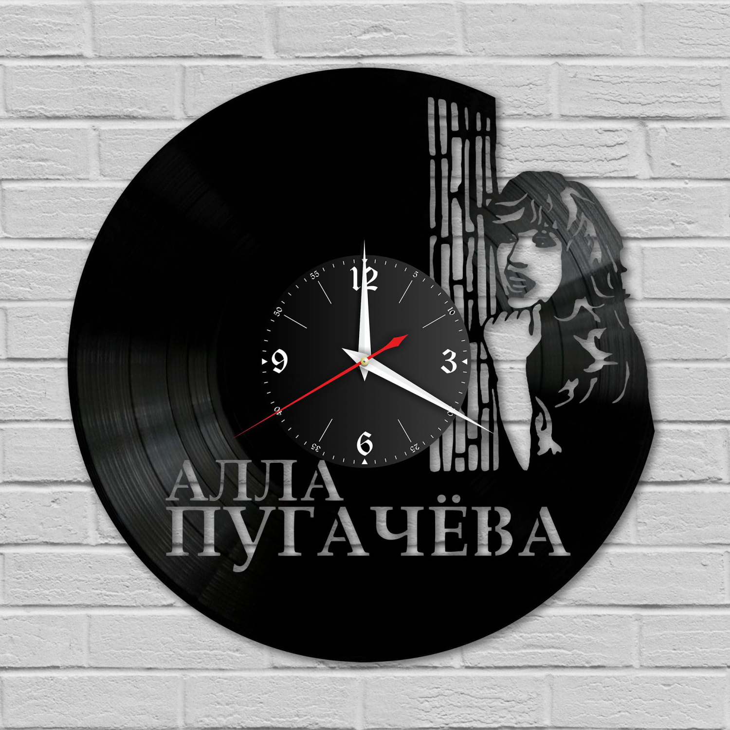Часы настенные "Алла Пугачева" из винила, №2 VC-10199