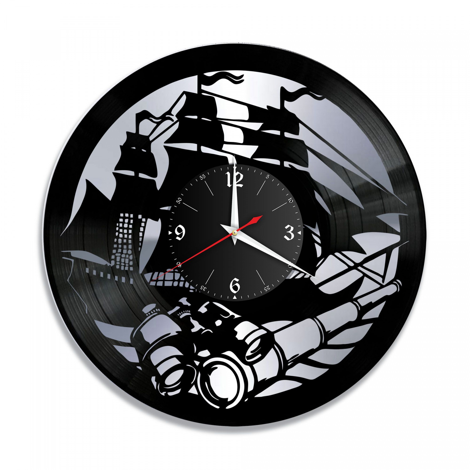 Часы настенные "Море (Корабли), серебро" из винила, №3 VC-10652-2
