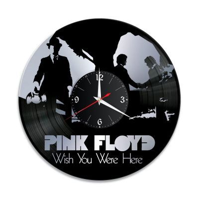 Часы настенные "Группа Pink Floyd, серебро" из винила, №2
