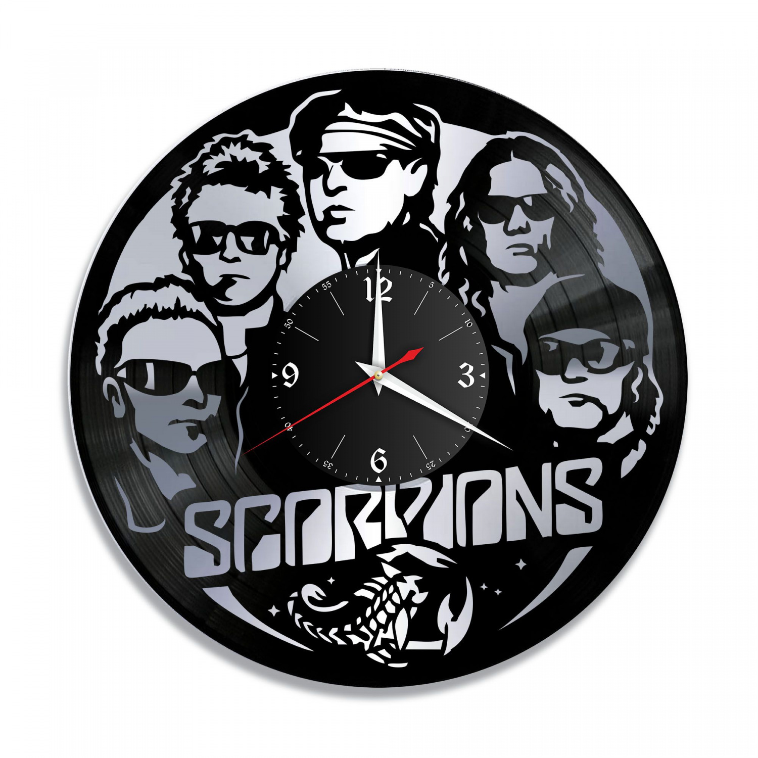 Часы настенные "группа Scorpions, серебро" из винила, №1 VC-10158-2