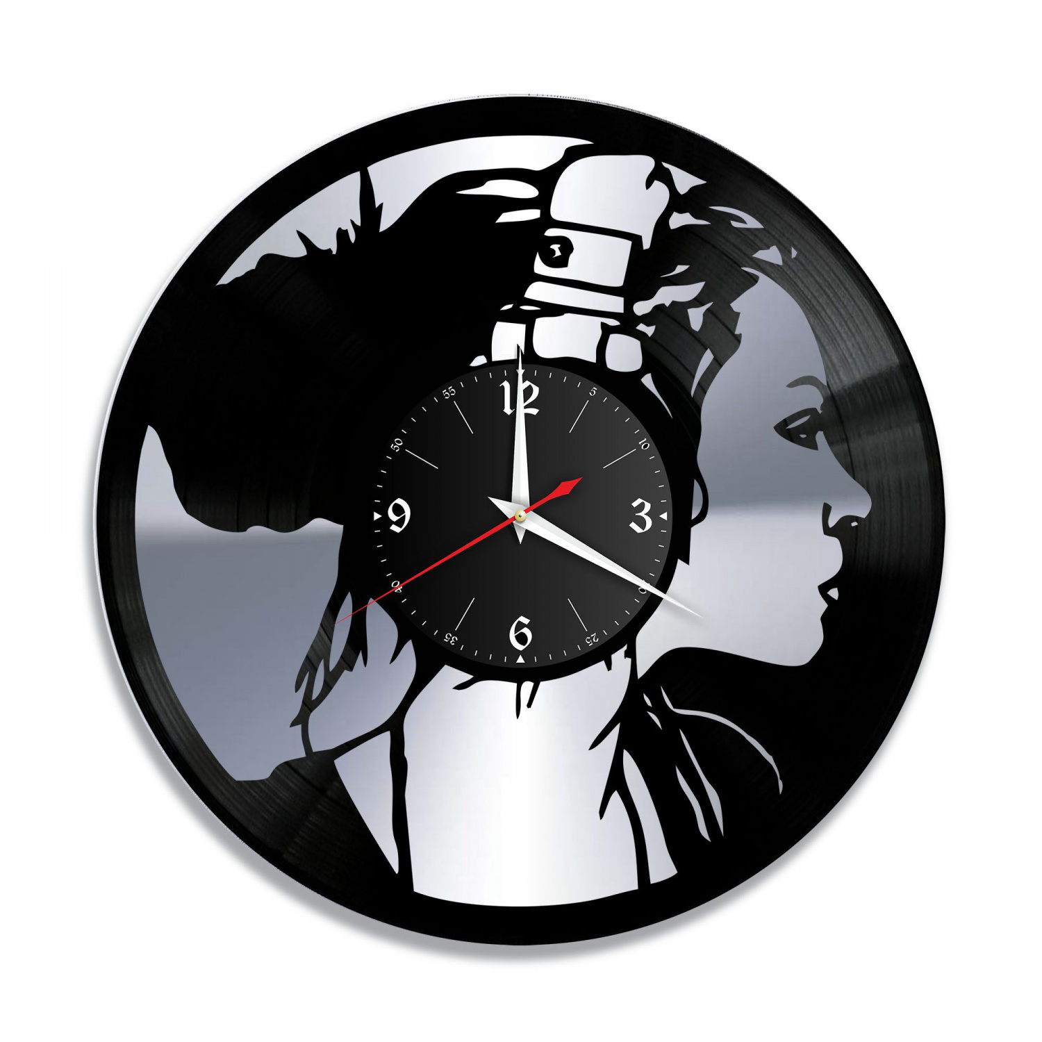 Часы настенные "Девушка, серебро" из винила, №2 VC-10689-2