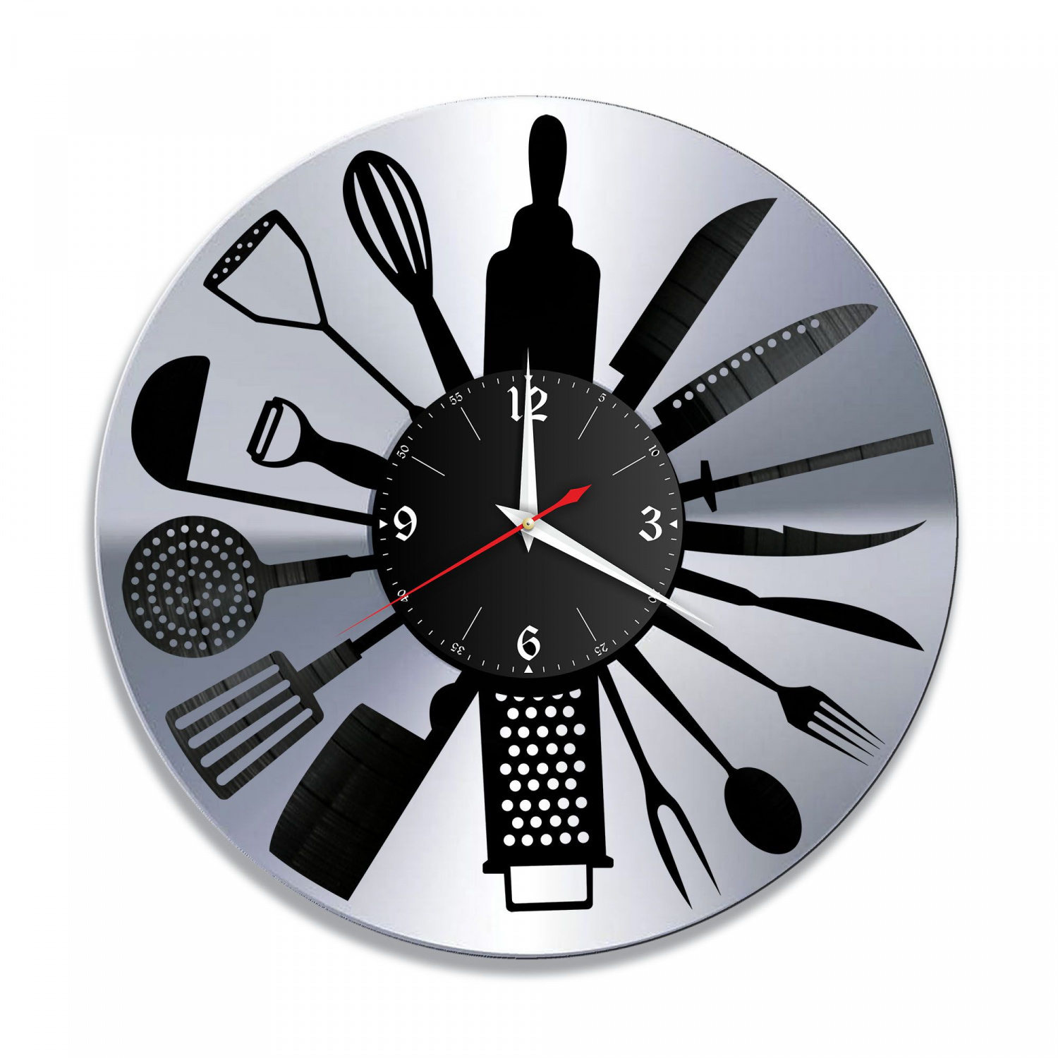 Часы настенные "Кухня, серебро" из винила, №4 VC-10608-2