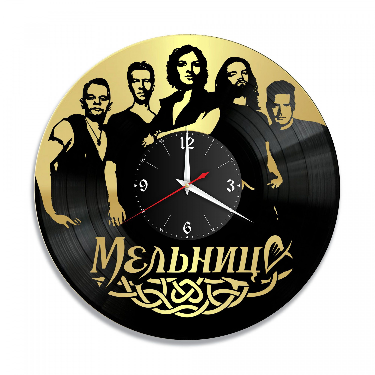 Часы настенные "группа Мельница, золото" из винила, №1 VC-10940-1