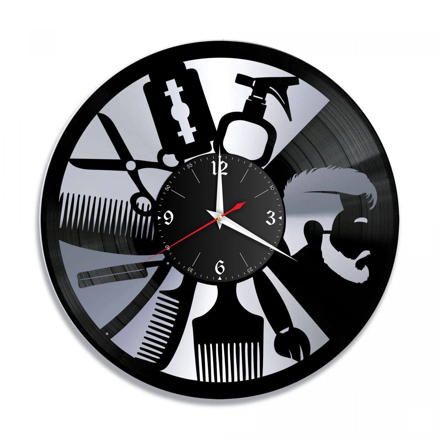 Часы настенные "Парикмахерская, серебро" из винила, №2 VC-10635-2