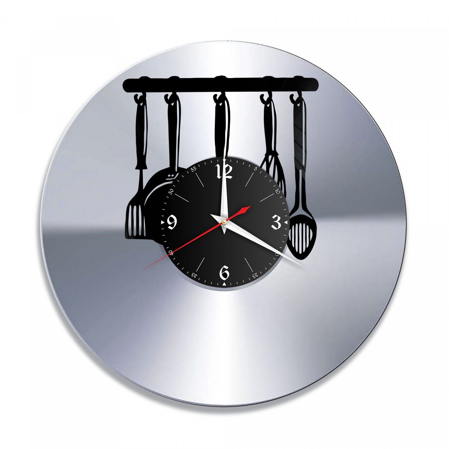 Часы настенные "Кухня, серебро" из винила, №8 VC-10612-2
