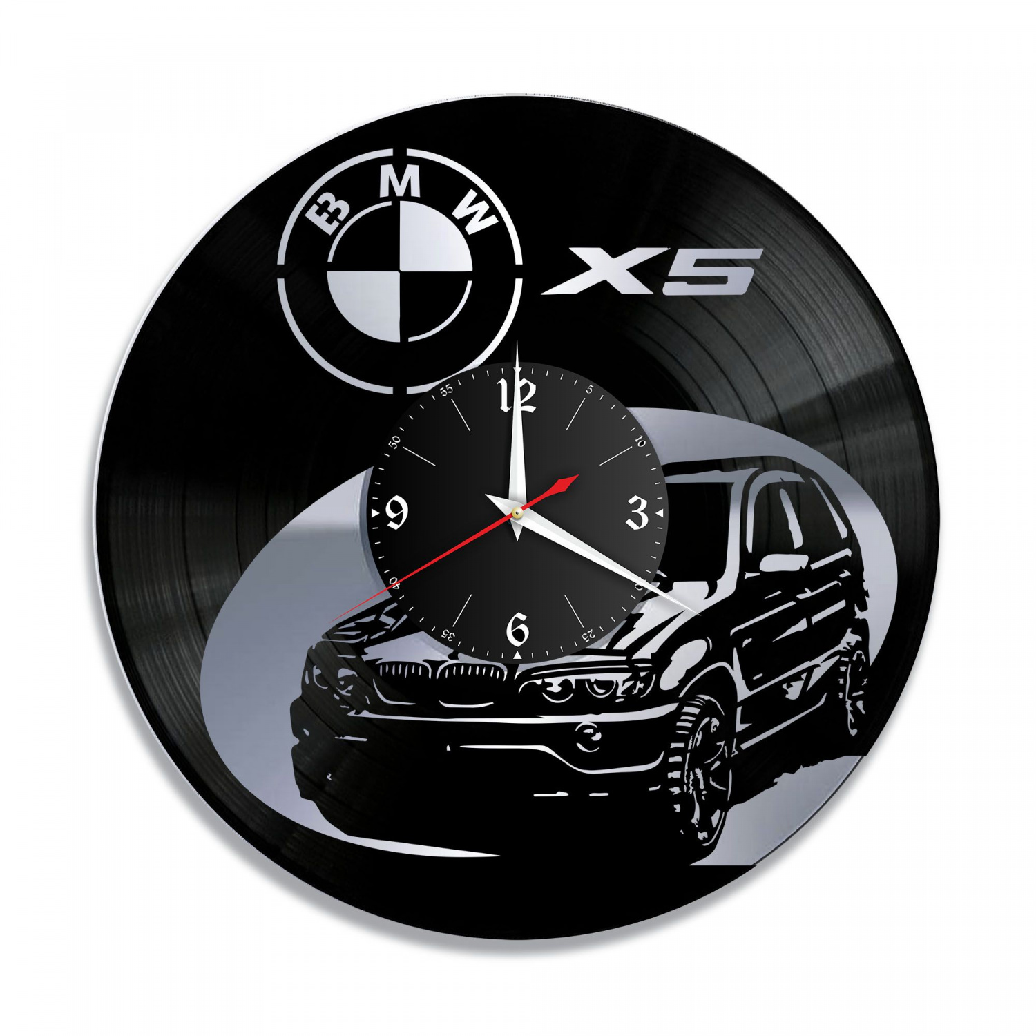 Часы настенные "BMW X5, серебро" из винила, №2 VC-10404-2
