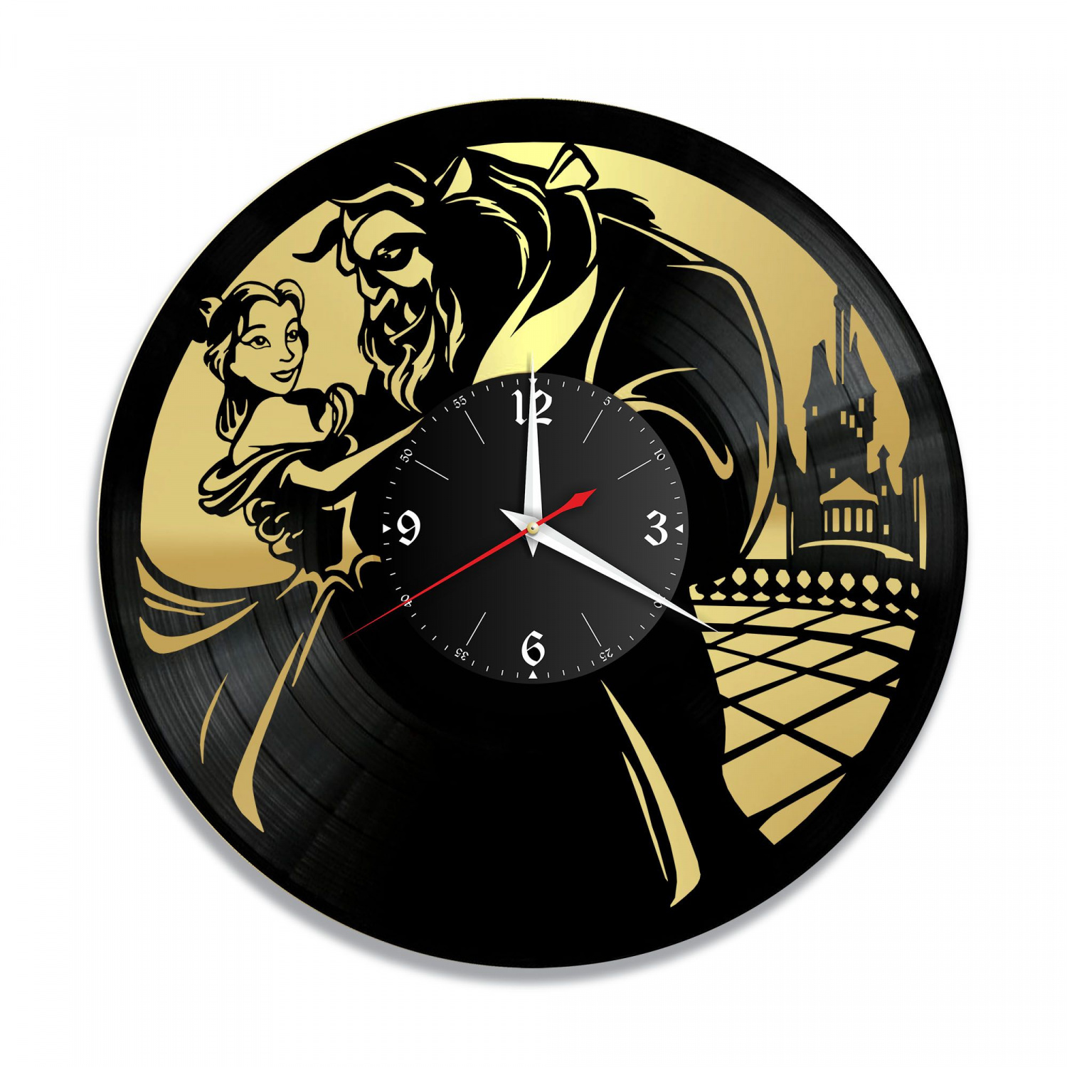 Часы настенные "Красавица и Чудовище, золото" из винила, №1 VC-10333-1