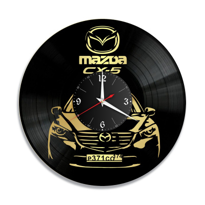 Часы настенные "Mazda CX-5 (Ваш госномер), золото" из винила, №2