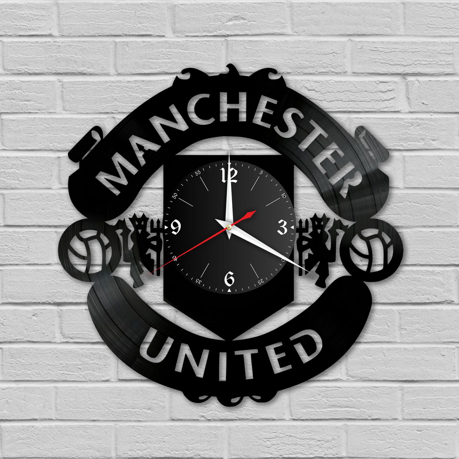 Часы настенные "Манчестер Юнайтед (Manchester United)" из винила, №1 VC-10545