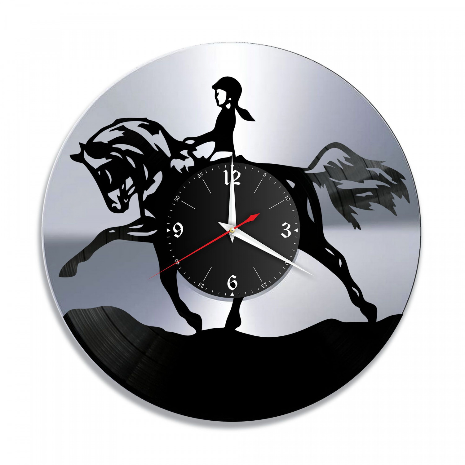 Часы настенные "Конный спорт, серебро" из винила, №1 VC-10522-2