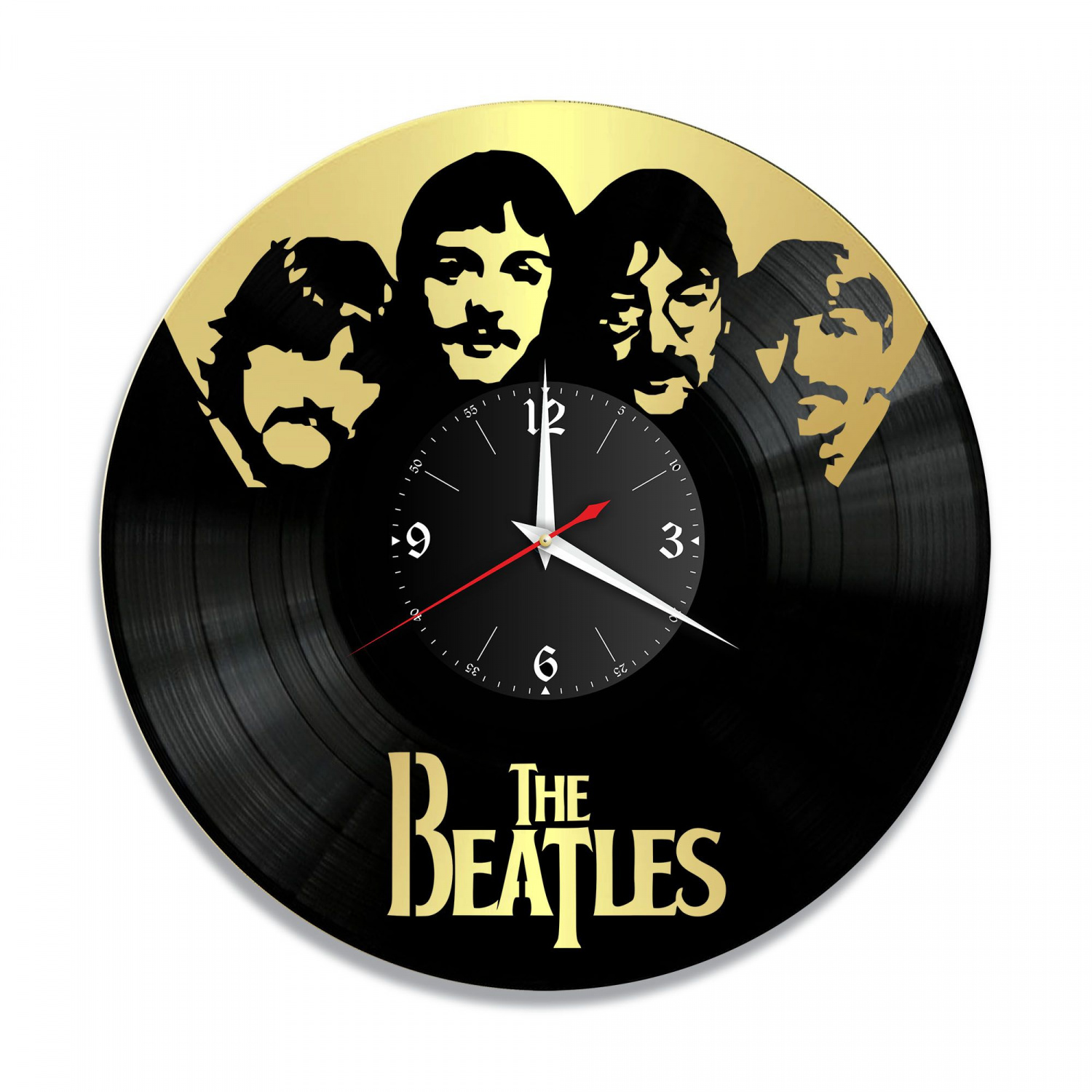 Часы настенные "группа Битлз (The Beatles), золото" из винила, №4 VC-10182-1