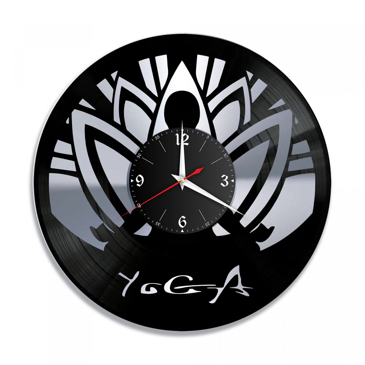 Часы настенные "Йога, серебро" из винила, №1 VC-11007-2