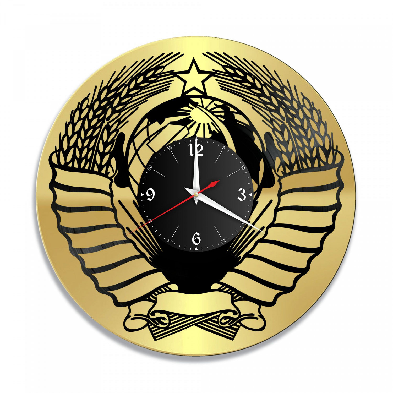 Часы настенные "Серп и молот, золото" из винила, №1 VC-10503-1
