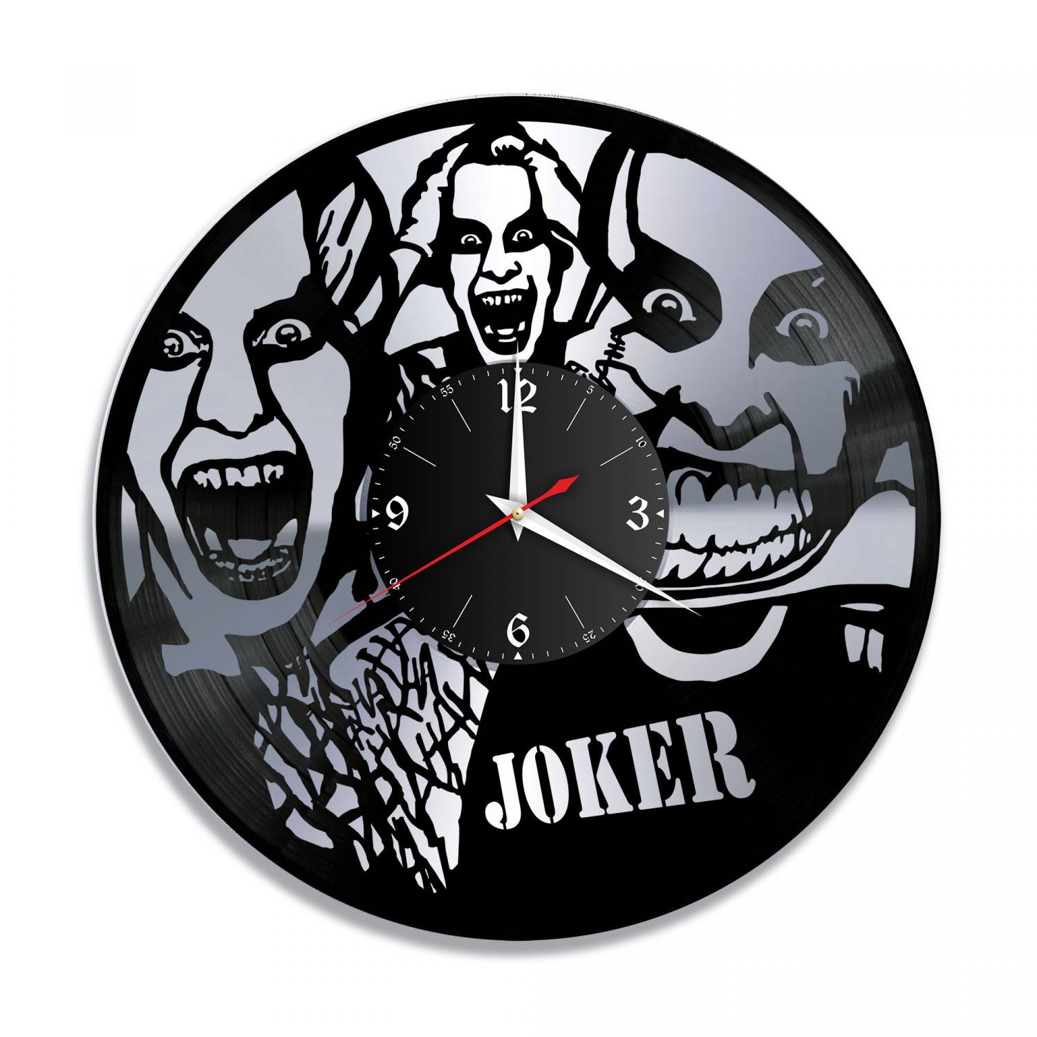 Часы настенные "Джокер (Joker), серебро" из винила, №5 VC-12026-2