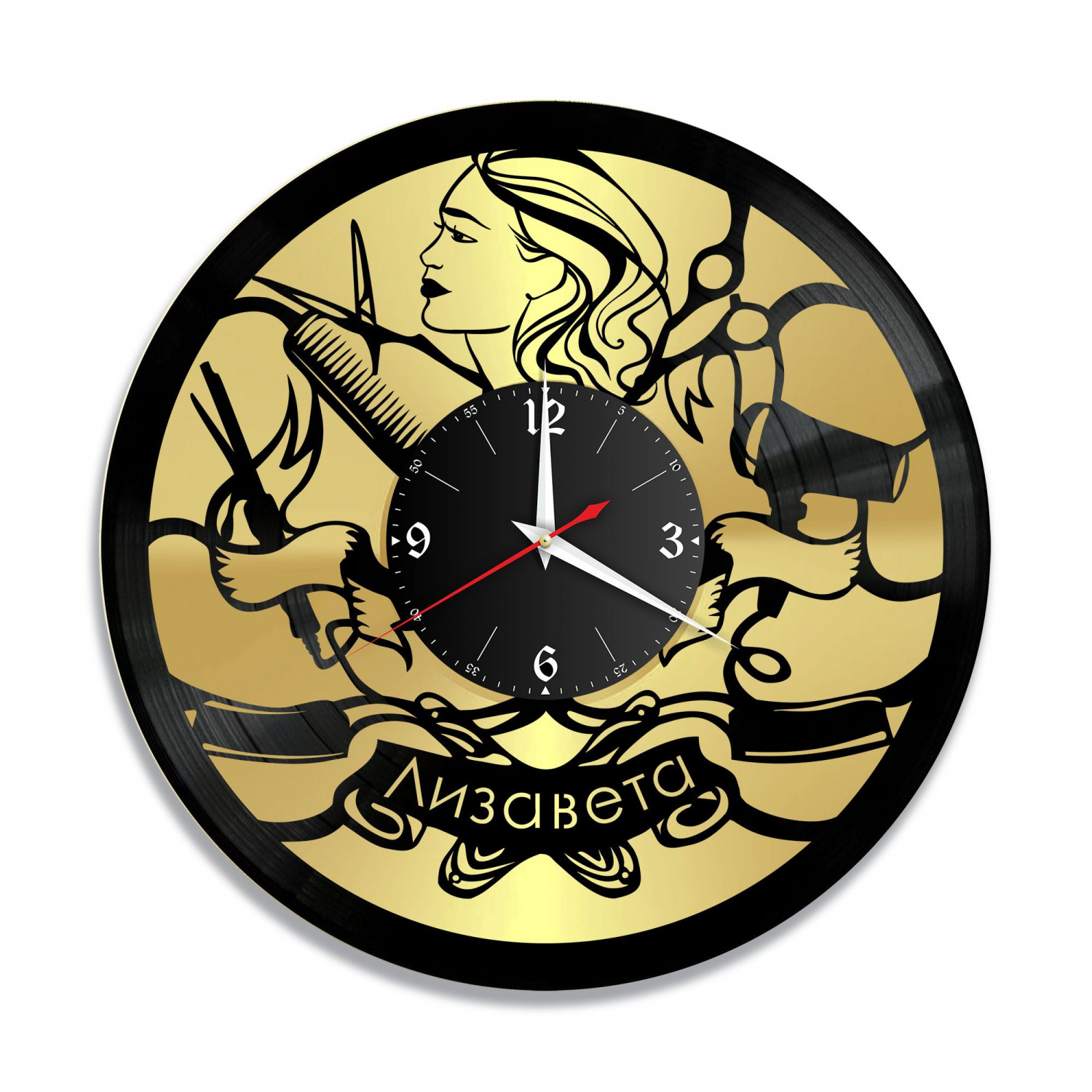 Часы настенные "Парикмахерская, золото" из винила, №8 VC-10641-1