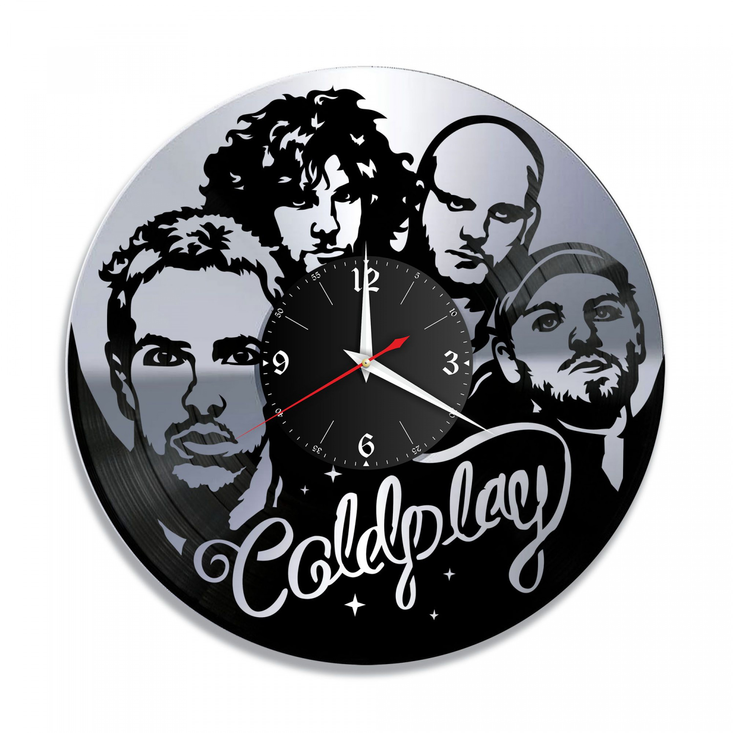 Часы настенные "группа Coldplay, серебро" из винила, №1 VC-10084-2