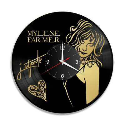 Часы настенные "Mylene Farmer (Милен Фармер), золото" из винила, №3