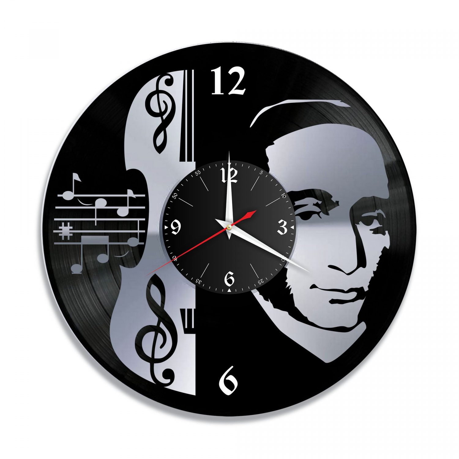 Часы настенные "Паганини (Paganini), серебро" из винила, №1 VC-10263-2