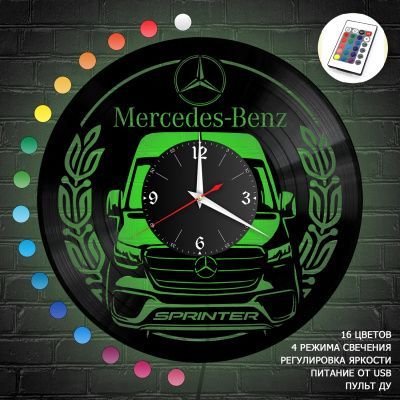 Часы с подсветкой "Mercedes Sprinter" из винила, №3