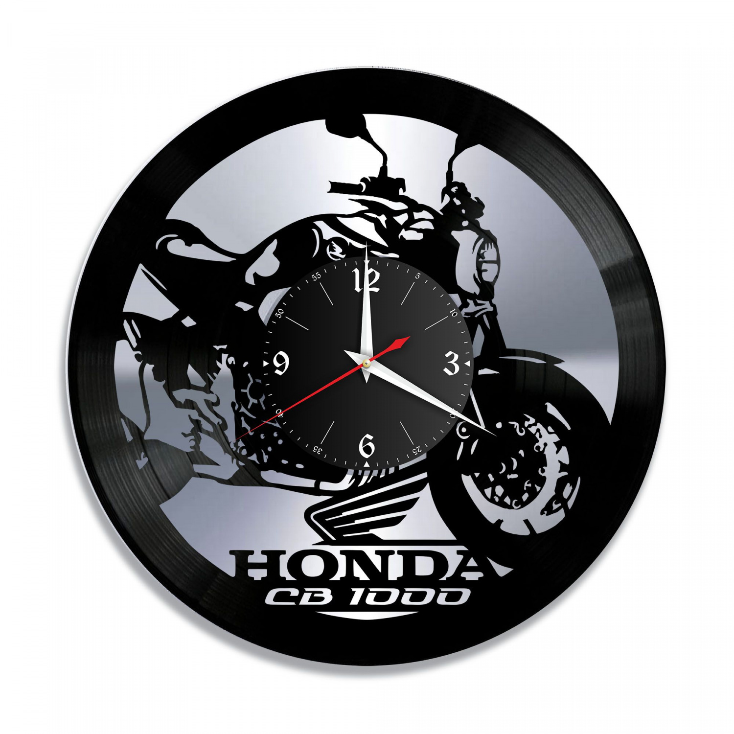 Часы настенные "Мото (Honda CB1000), серебро" из винила, №12 VC-10440-2