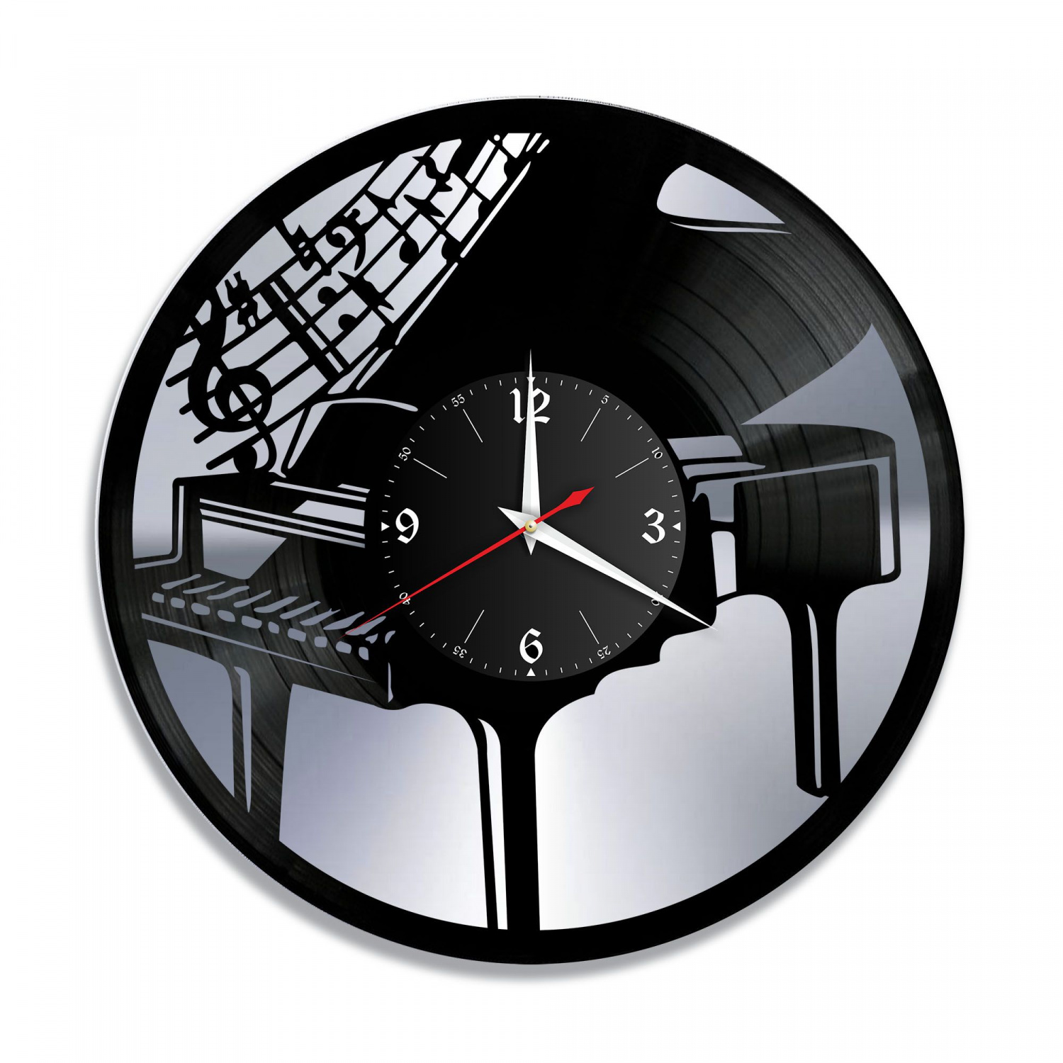 Часы настенные "Музыка (Пианино), серебро" из винила, №24 VC-10894-2