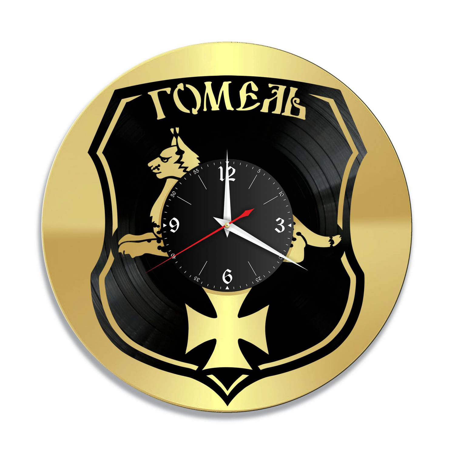 Часы настенные "город Гомель, золото" из винила, №1 VC-10459-1