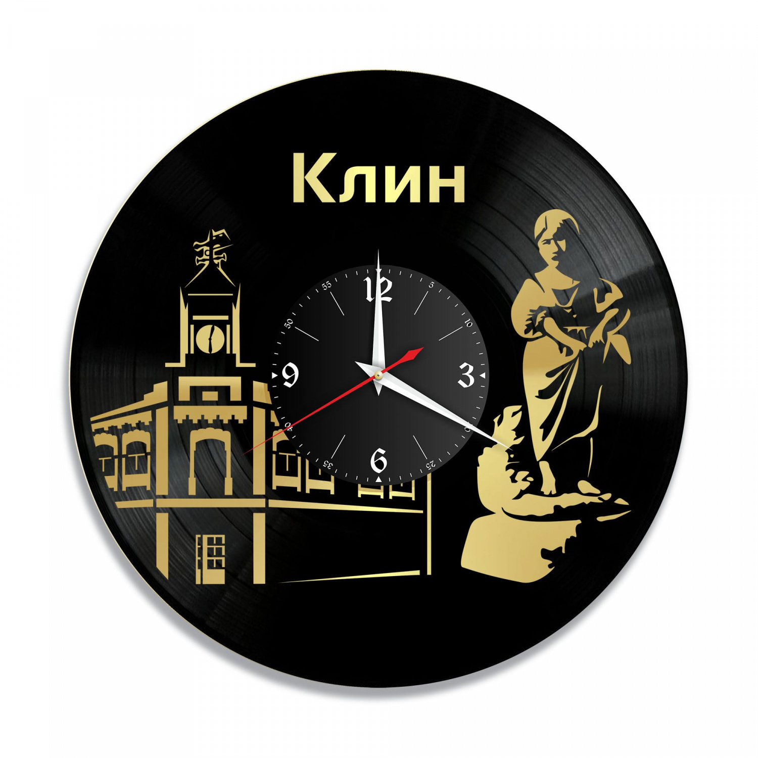 Часы настенные "город Клин, золото" из винила, №1 VC-10497-1