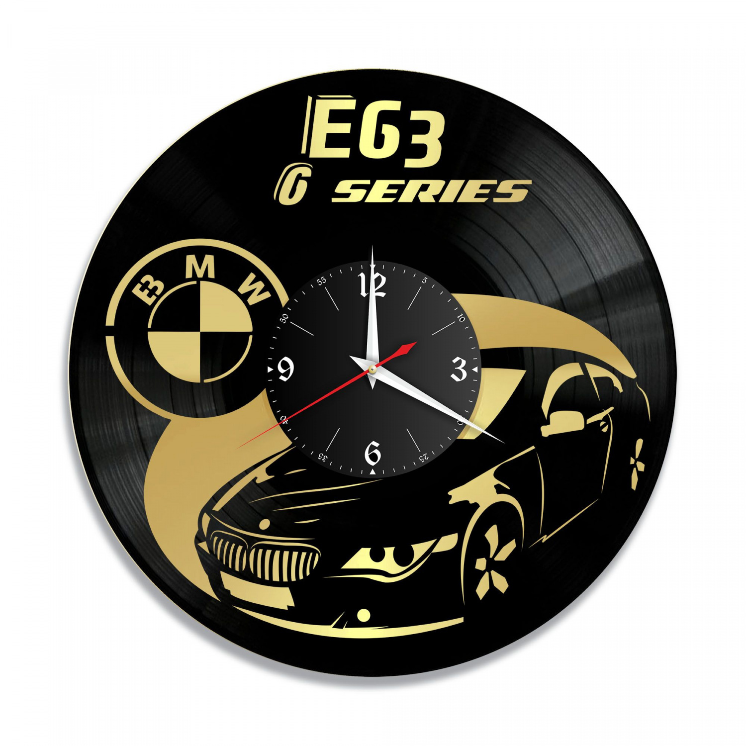 Часы настенные "BMW X6 E63, золото" из винила, №6 VC-10808-1