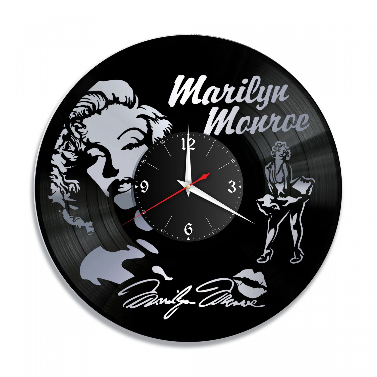 Часы настенные "Мэрилин Монро, серебро" из винила, №1 VC-10741-2