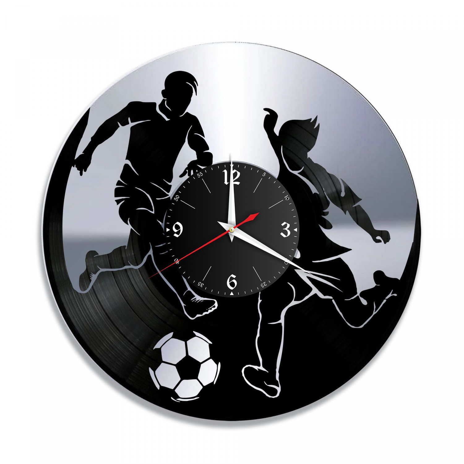 Часы настенные "Футбол, серебро" из винила, №1 VC-10527-2